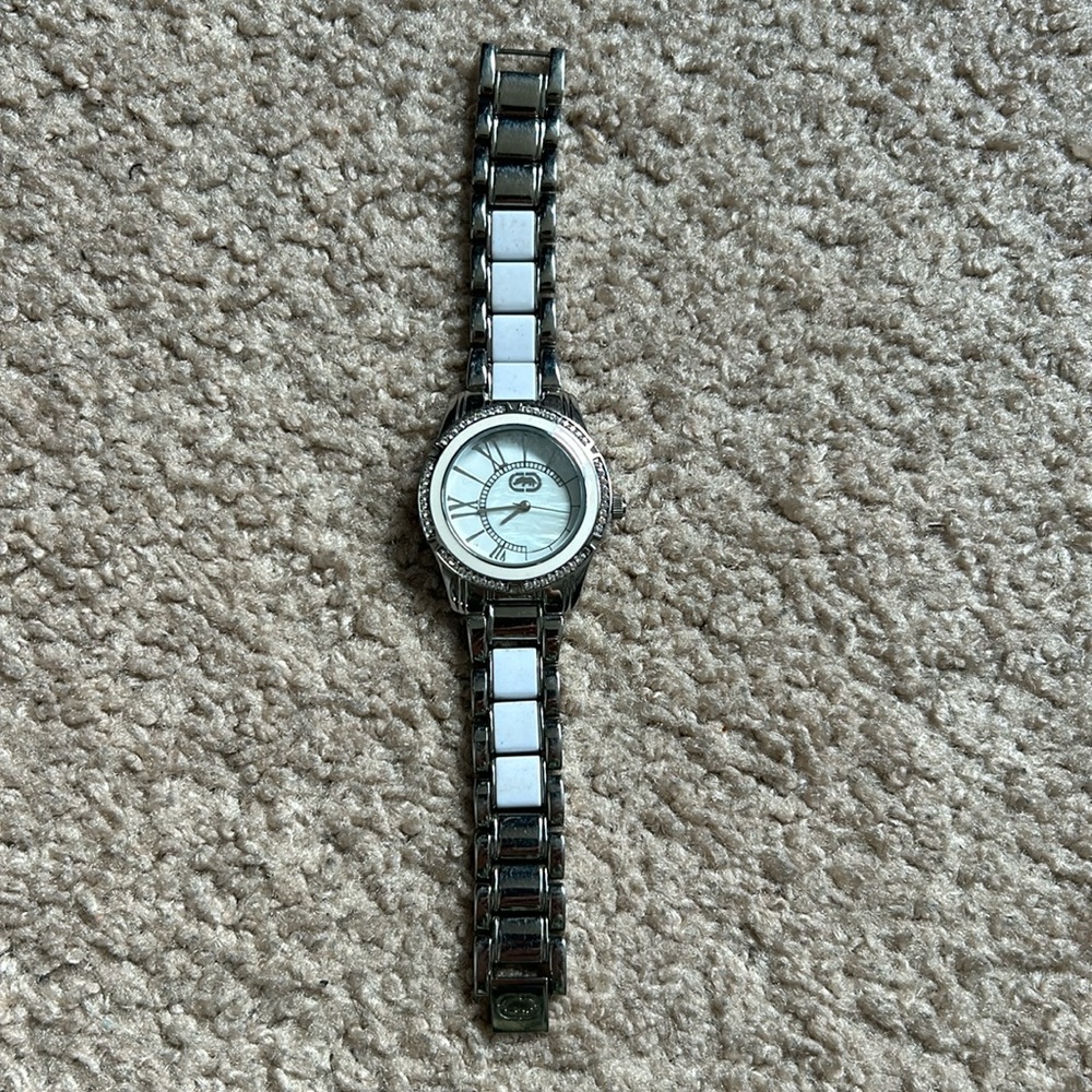 Rhino by Marc Ecko women’s vintage‎ silver/white crystal bracelet watch